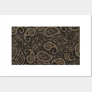 Pretty Gold Bohemian Art Paisley Gradient Beige and Brown Design. Posters and Art